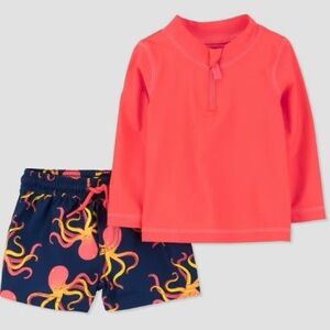 NWT. Carter's “Just One You” Baby Boys' Long Sleeve Octopus swimsuit.